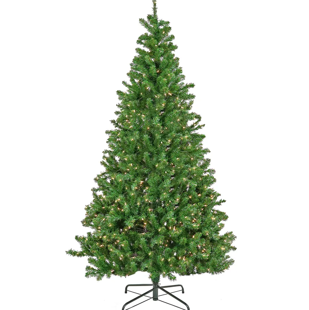 Pre-Lit Christmas Trees*The Holiday Aisle 7' 6" H Green Pvc Spruce Christmas Tree With 700 Incandescent Steady/Constant Lights