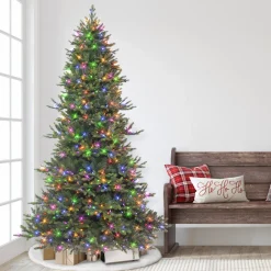 Pre-Lit Christmas Trees*The Holiday Aisle 7' 5'' H Slender Green Pine Christmas Tree With 700 Lights