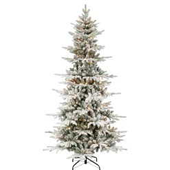 Pre-Lit Christmas Trees*The Holiday Aisle 7' 5'' H Slender Green Pine Christmas Tree With 450 Lights