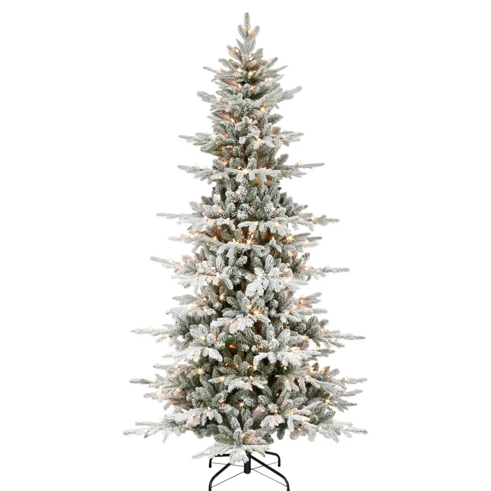 Pre-Lit Christmas Trees*The Holiday Aisle 7' 5'' H Slender Green Pine Christmas Tree With 450 Lights