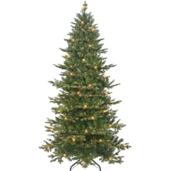 Pre-Lit Christmas Trees*The Holiday Aisle 7' 5'' H Slender Green Pine Christmas Tree With 500 Lights