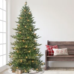 Pre-Lit Christmas Trees*The Holiday Aisle 7' 5'' H Slender Green Pine Christmas Tree With 500 Lights