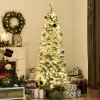 Pre-Lit Christmas Trees*The Holiday Aisle 5' 10" H Slender White/Green Flocked Christmas Tree With 250 Led Lights