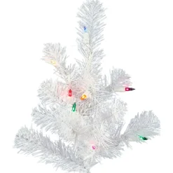 Pre-Lit Christmas Trees*Hashtag Home 3' Crystal White Spruce Artificial Christmas Tree With 50 Multi-Colored Lights With Stand