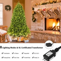 Pre-Lit Christmas Trees*The Holiday Aisle 7.5 Feet Pre-Lit Pvc National Christmas Fir Tree With Led Light And Stand