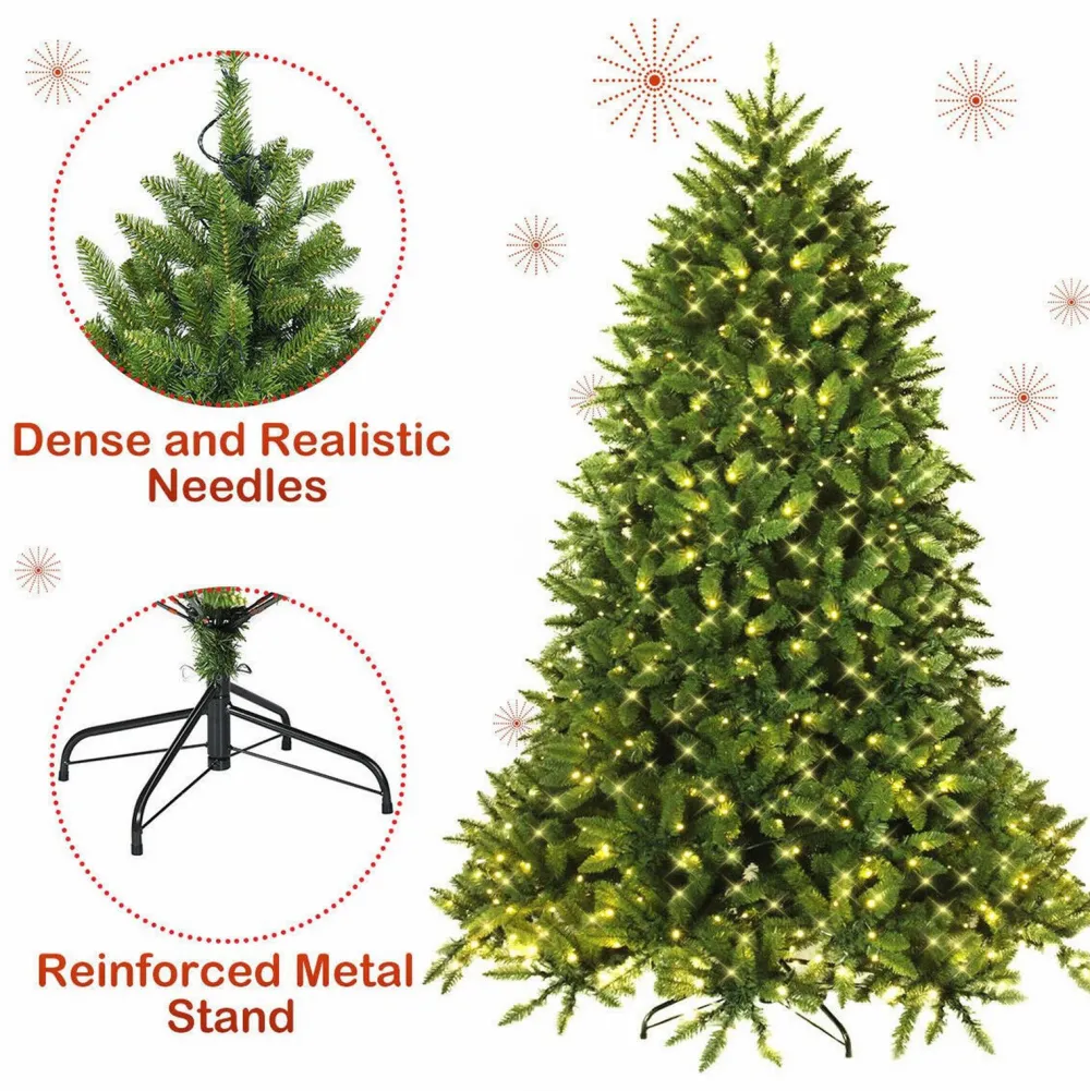 Pre-Lit Christmas Trees*The Holiday Aisle 7.5 Feet Pre-Lit Pvc National Christmas Fir Tree With Led Light And Stand