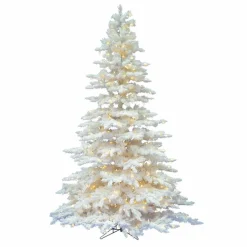 Pre-Lit Christmas Trees*Vickerman 6.5' Flocked White Spruce Full Artificial Christmas Tree With Led Clear Light
