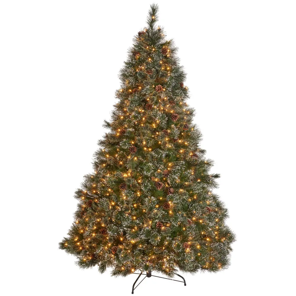 Pre-Lit Christmas Trees*The Holiday Aisle 7' Frosted Green Pine Artificial Christmas Tree With 900 Clear Lights