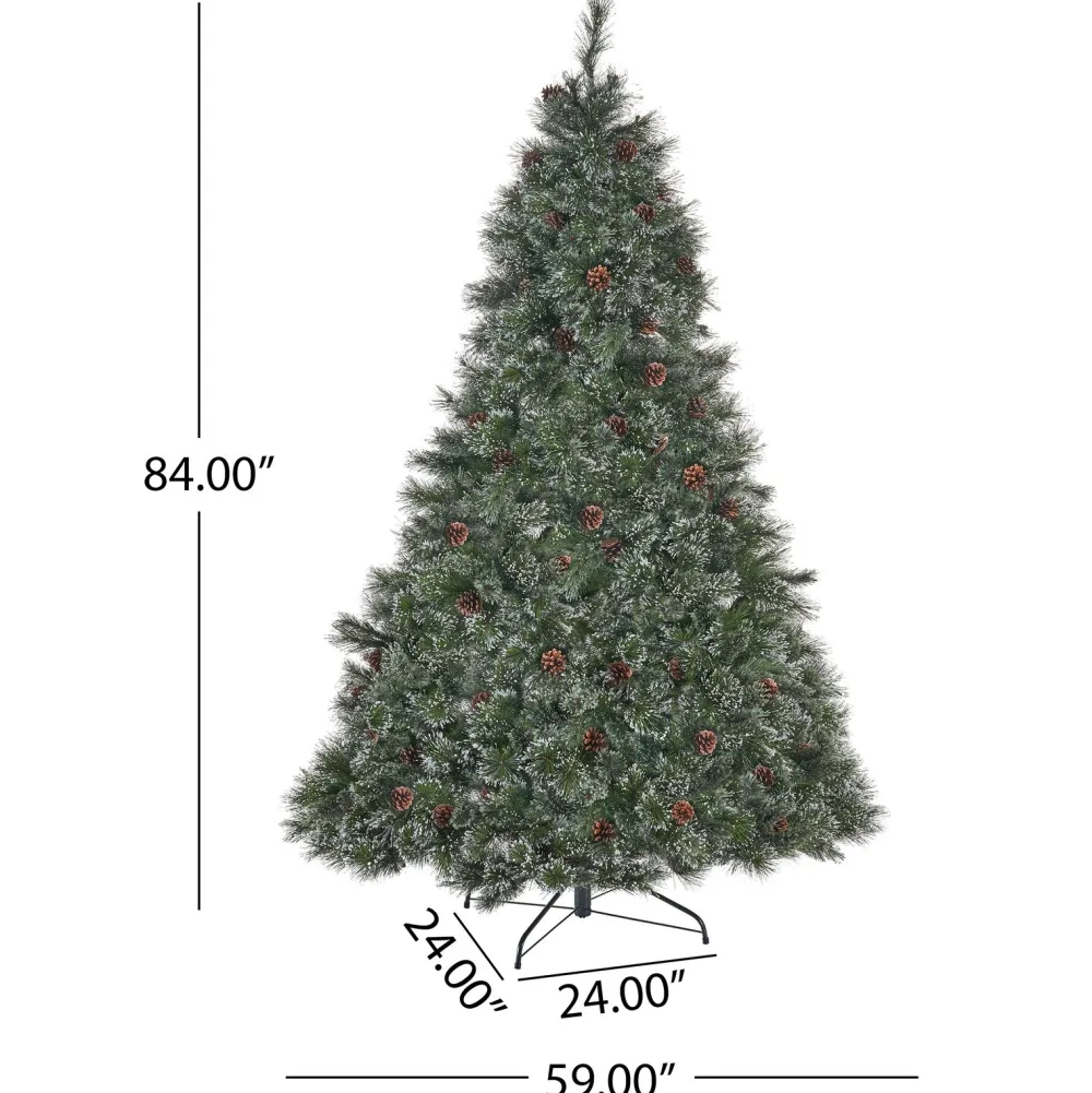 Pre-Lit Christmas Trees*The Holiday Aisle 7' Frosted Green Pine Artificial Christmas Tree With 900 Clear Lights