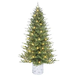 Pre-Lit Christmas Trees*The Holiday Aisle 7.5 Ft Pe/Pvc Potted Tree, 1534 Tips, 450 Ul Clear Incandescent Lights