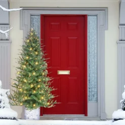 Pre-Lit Christmas Trees*The Holiday Aisle 7.5 Ft Pe/Pvc Potted Tree, 1534 Tips, 450 Ul Clear Incandescent Lights