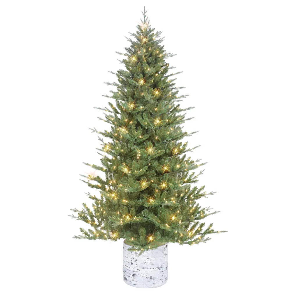 Pre-Lit Christmas Trees*The Holiday Aisle 6.5 Ft Pe/Pvc Potted Tree, 1186 Tips, 350 Ul Clear Incandescent Lights