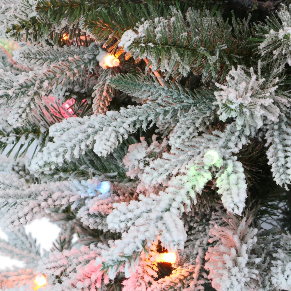 Pre-Lit Christmas Trees*The Holiday Aisle 4.5 Ft Potted Flocked Arctic Fir Tree, 419 Pe/Pvc Tips, 70 Ul Multi-Color Incandescent Lights