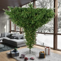 Pre-Lit Christmas Trees*The Holiday Aisle 9' Green Artificial Christmas Tree With 800 Dura-Lit Clear Lights With Stand