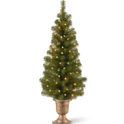 Pre-Lit Christmas Trees*Three Posts 4' Green Artificial Christmas Tree With 50 Lights