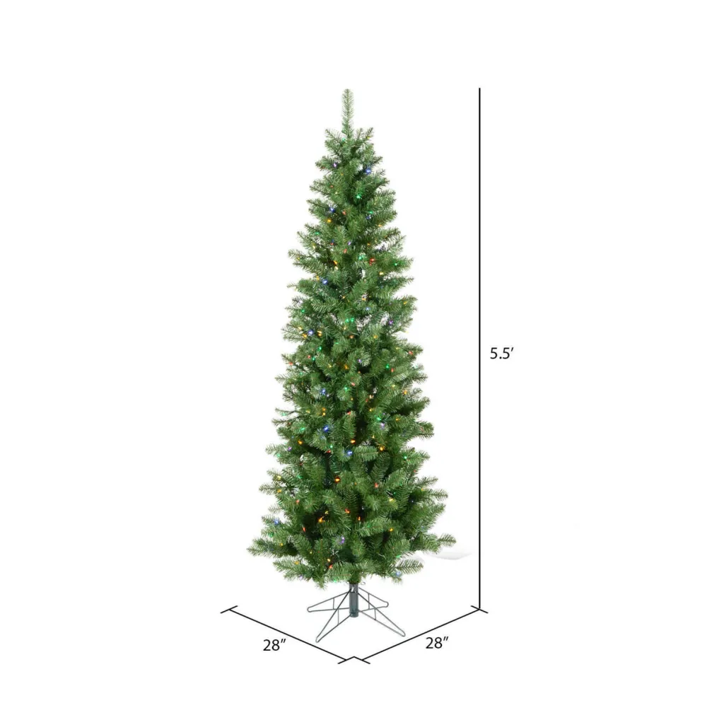 Pre-Lit Christmas Trees*The Holiday Aisle 5.5' Green Artificial Christmas Tree With 165 Multicolored Led Lights With Stand