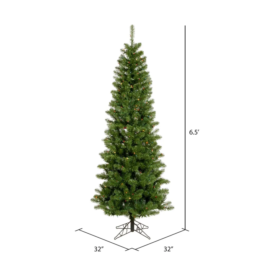 Pre-Lit Christmas Trees*The Holiday Aisle 6.5' Green Artificial Christmas Tree With 250 Multicolored Lights With Stand