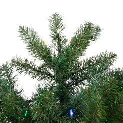 Pre-Lit Christmas Trees*The Holiday Aisle 7.5' Green Artificial Christmas Tree With Multi-Colored Led Lights With Stand