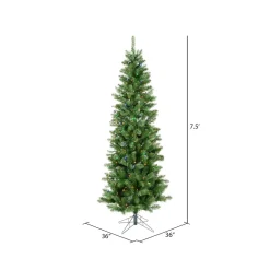 Pre-Lit Christmas Trees*The Holiday Aisle 7.5' Green Artificial Christmas Tree With Multi-Colored Led Lights With Stand