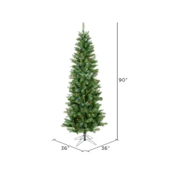 Pre-Lit Christmas Trees*The Holiday Aisle 7.5' Green Artificial Christmas Tree With Multi-Colored Led Lights With Stand