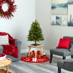 Pre-Lit Christmas Trees*The Holiday Aisle 3' Green Fir Artificial Christmas Tree With 50 Clear Lights