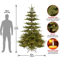 Pre-Lit Christmas Trees*Sand & Stable 7.5' Green Fir Artificial Christmas Tree With 450 Clear/White Lights