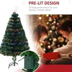 Pre-Lit Christmas Trees*The Holiday Aisle 4' Green Fir Artificial Christmas Tree With 130 Multi-Colored Lights