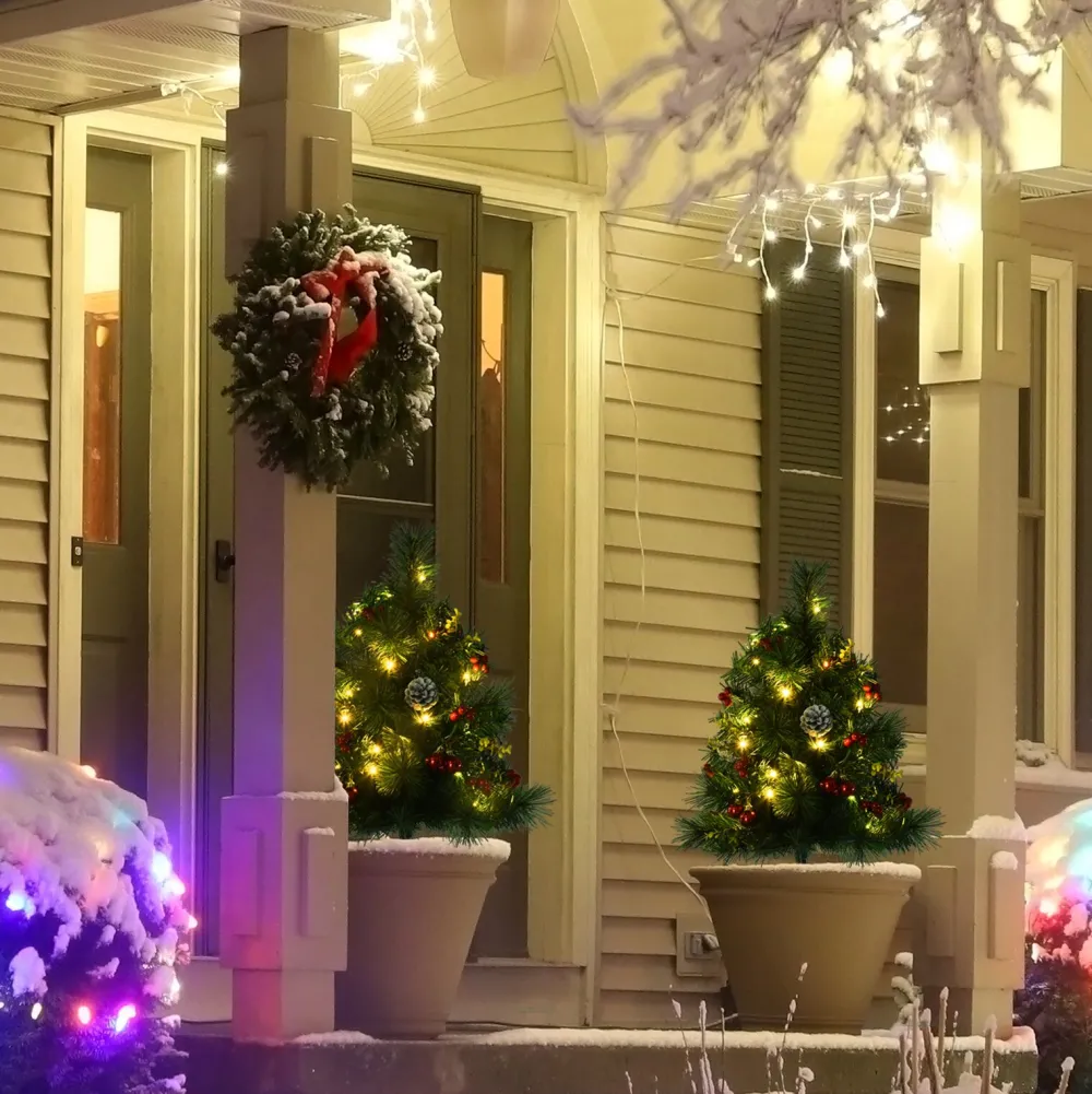 Pre-Lit Christmas Trees*The Holiday Aisle 2' Green Pine Artificial Christmas Tree With 24 Clear & White Lights