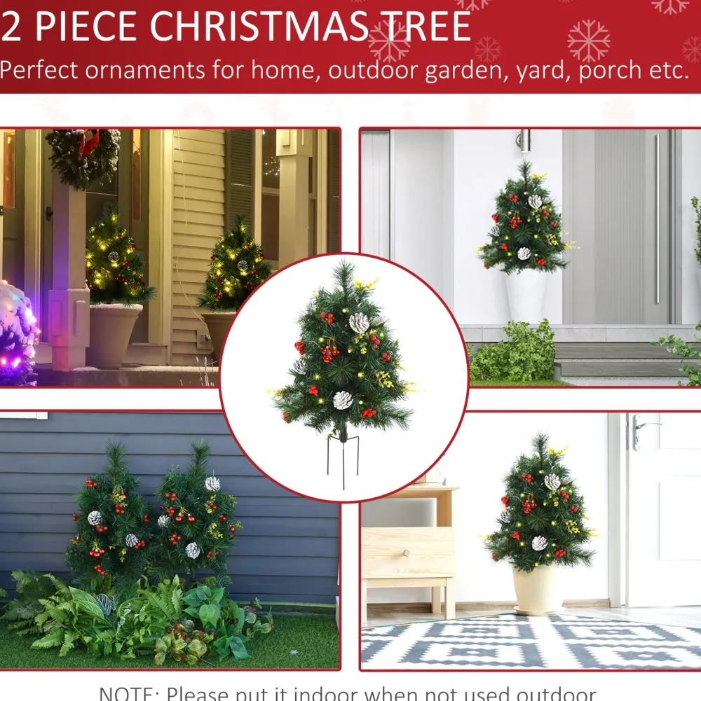 Pre-Lit Christmas Trees*The Holiday Aisle 2' Green Pine Artificial Christmas Tree With 24 Clear & White Lights