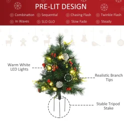 Pre-Lit Christmas Trees*The Holiday Aisle 2' Green Pine Artificial Christmas Tree With 24 Clear & White Lights
