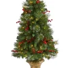 Pre-Lit Christmas Trees*The Holiday Aisle 4' Green Pine Artificial Christmas Tree With 100 Clear Lights