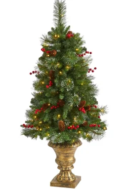 Pre-Lit Christmas Trees*The Holiday Aisle 4' Green Pine Artificial Christmas Tree With 100 Clear Lights