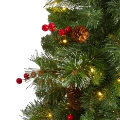 Pre-Lit Christmas Trees*The Holiday Aisle 4' Green Pine Artificial Christmas Tree With 100 Clear Lights