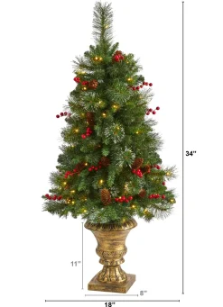 Pre-Lit Christmas Trees*The Holiday Aisle 4' Green Pine Artificial Christmas Tree With 100 Clear Lights