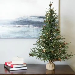 Pre-Lit Christmas Trees*Steelside 3' Green Pine Artificial Christmas Tree With 50 Clear/White Lights With Stand