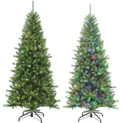Pre-Lit Christmas Trees*The Holiday Aisle 7' Green Pine Artificial Christmas Tree With 230 Multi-Colored Lights