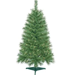 Pre-Lit Christmas Trees*The Holiday Aisle 4' Green Pine Artificial Christmas Tree With 150 Clear Lights