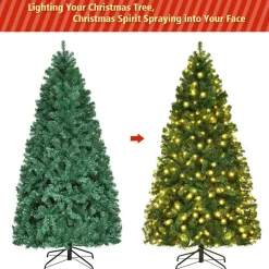 Pre-Lit Christmas Trees*The Holiday Aisle 7' Green Pine Artificial Christmas Tree With 300 Clear/White Lights