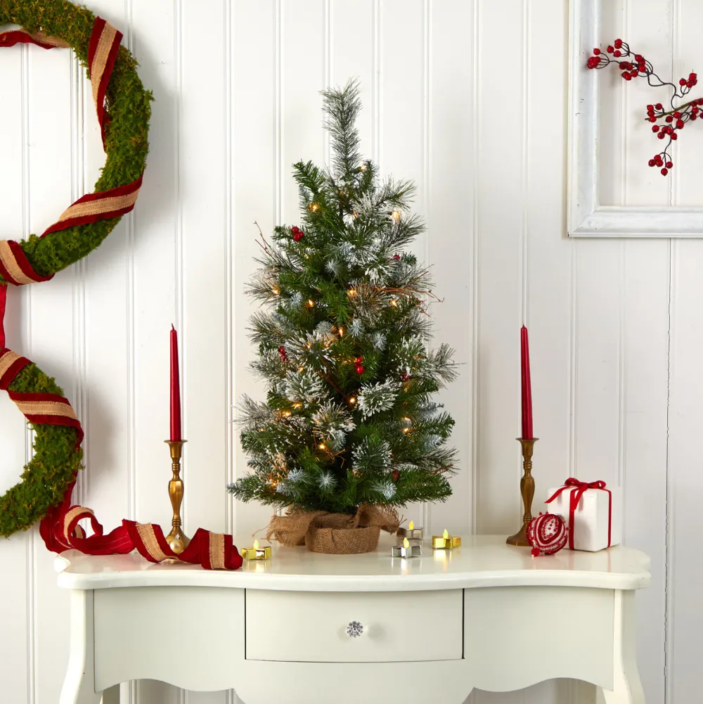 Pre-Lit Christmas Trees*Charlton Home 36" Green Pine Artificial Christmas Tree