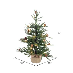 Pre-Lit Christmas Trees*Steelside 2' Green Pine Artificial Christmas Tree With 35 Clear Lights
