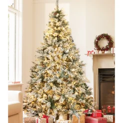 Pre-Lit Christmas Trees*The Holiday Aisle 7' Green Pine Flocked Christmas Tree With 350 Led Lights