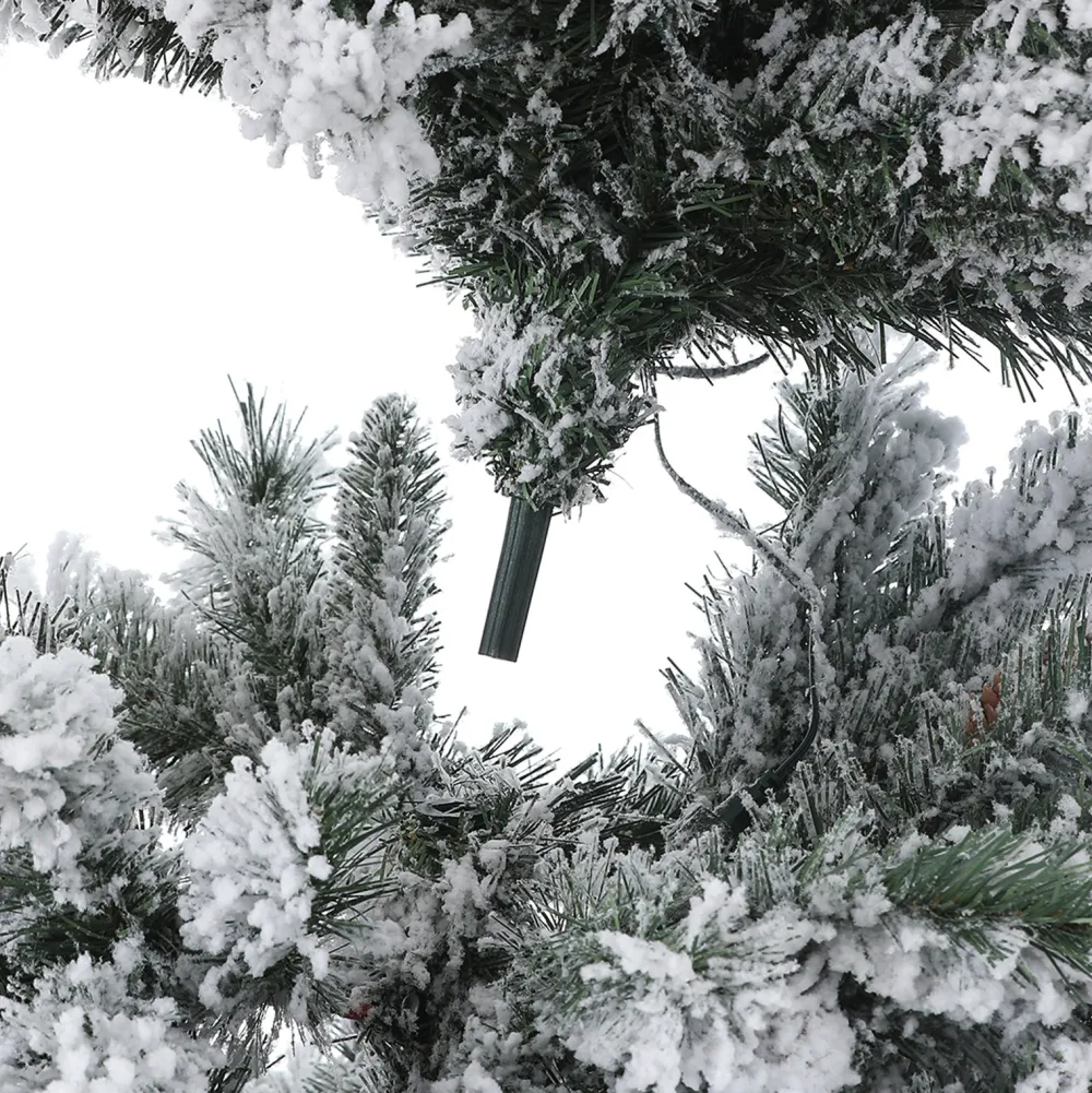 Pre-Lit Christmas Trees*The Holiday Aisle 7' Green Pine Flocked Christmas Tree With 350 Led Lights