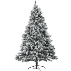 Pre-Lit Christmas Trees*The Holiday Aisle 7' Green Pine Flocked Christmas Tree With 350 Led Lights