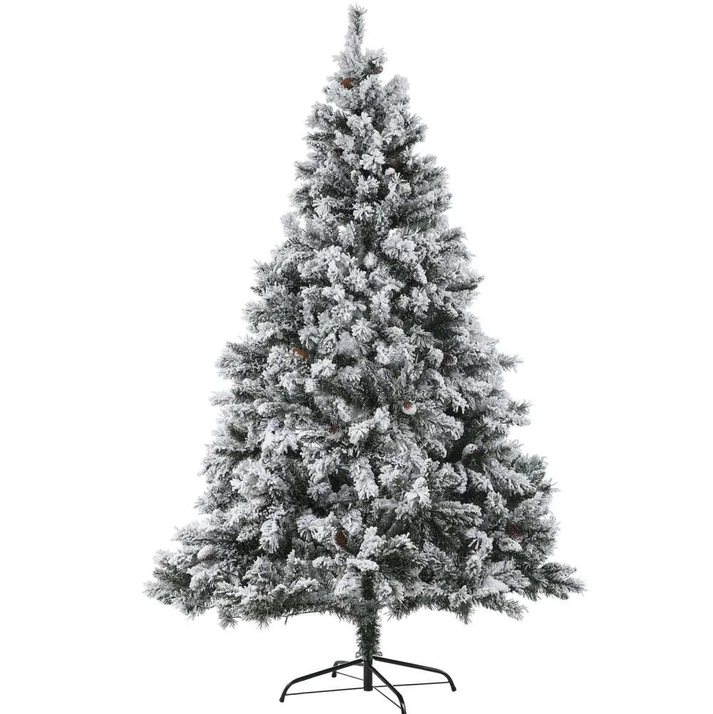 Pre-Lit Christmas Trees*The Holiday Aisle 7' Green Pine Flocked Christmas Tree With 350 Led Lights