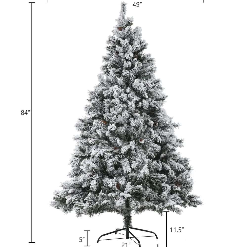 Pre-Lit Christmas Trees*The Holiday Aisle 7' Green Pine Flocked Christmas Tree With 350 Led Lights