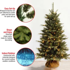 Pre-Lit Christmas Trees*Sand & Stable 4' Green Pine Trees Artificial Christmas Tree With 150 Clear Lights