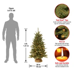 Pre-Lit Christmas Trees*Sand & Stable 4' Green Pine Trees Artificial Christmas Tree With 150 Clear Lights