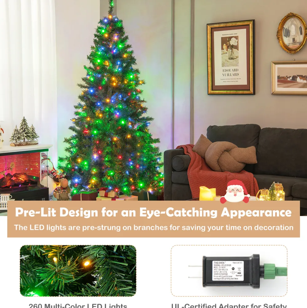 Pre-Lit Christmas Trees*The Holiday Aisle 6' Green Realistic Pvc Pine Christmas Tree With 260 Led