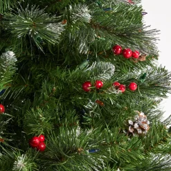 Pre-Lit Christmas Trees*The Holiday Aisle 4.5' Green Spruce Artificial Christmas Tree With 200 Multi-Colored Lights