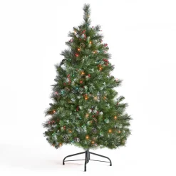 Pre-Lit Christmas Trees*The Holiday Aisle 4.5' Green Spruce Artificial Christmas Tree With 200 Multi-Colored Lights